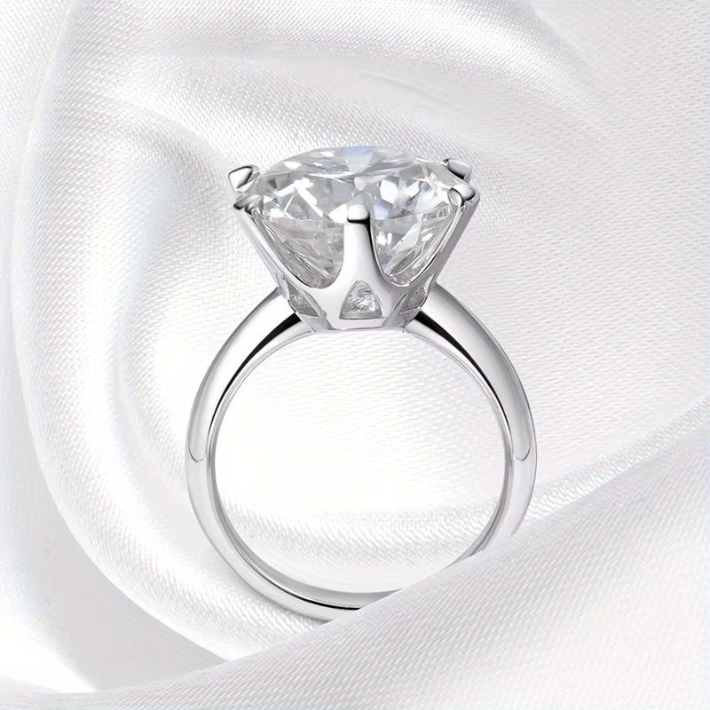 Sterling Silver Moissanite Engagement Ring 18K Gold Plated 1/2/3/5/10 Carat Solitaire