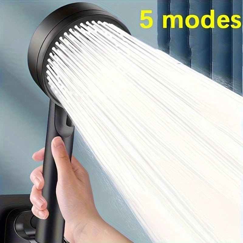 High Pressure Handheld Shower Head with 5 Modes Waterproof Plastic