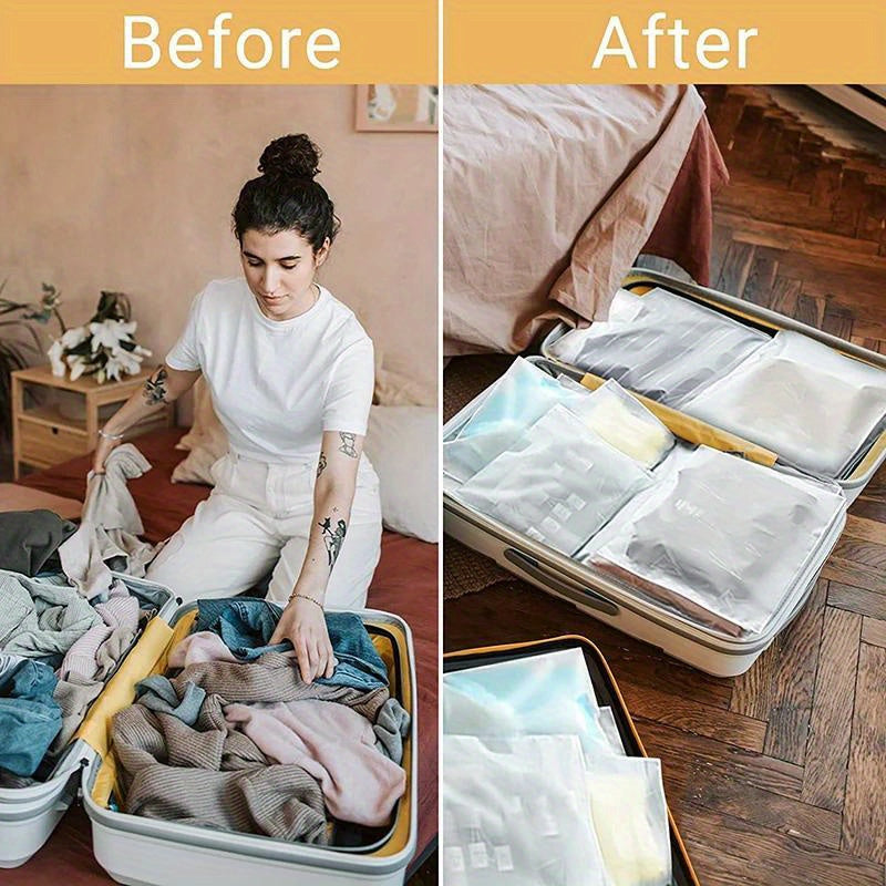 20 Waterproof Space Saver Bags for Clothes Travel Essentials Translucent EVA Zipper