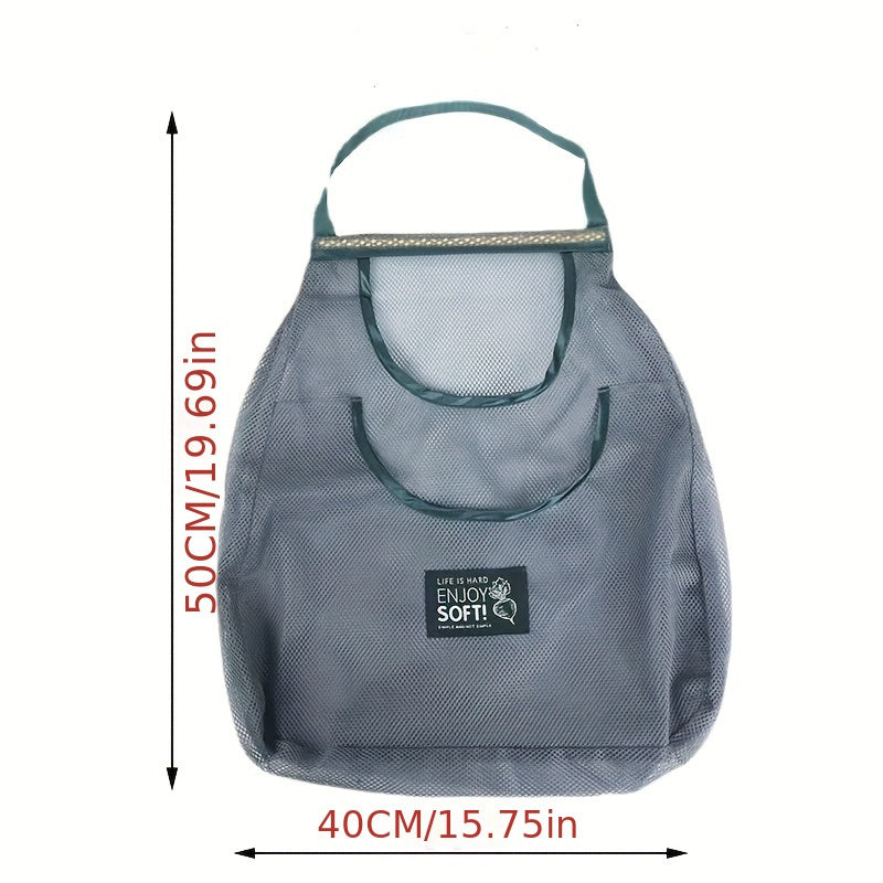 Durable Polyester Mesh Produce Storage Bag Hanging Kitchen Organizer for Garlic Potatoes Onions