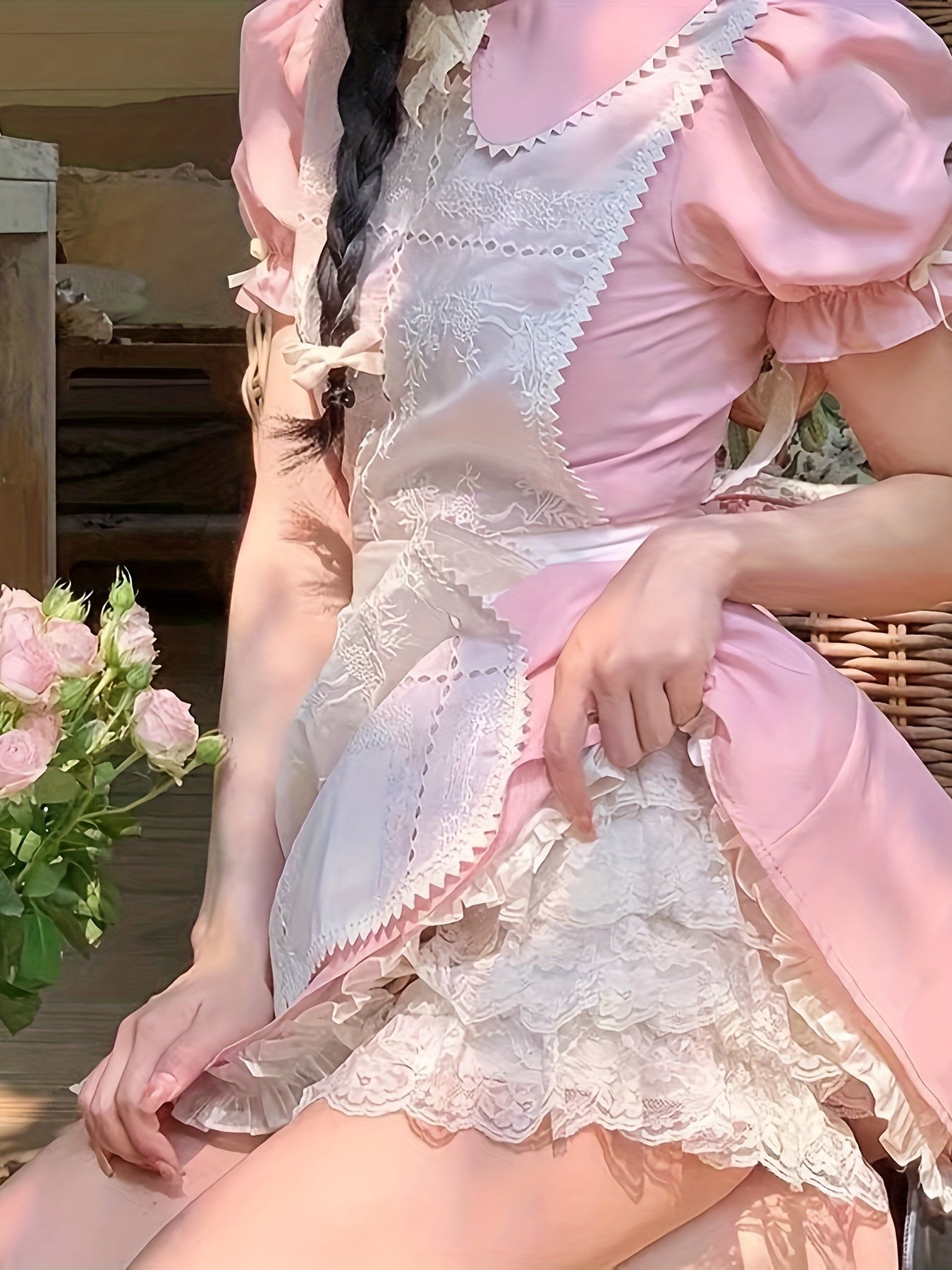 Plus Size Lace Cake Skirt White Off-Shoulder Ruffled Evening Lingerie