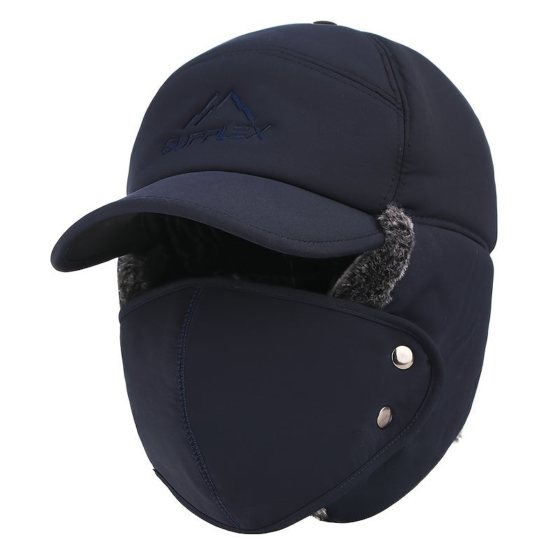 Thermal Hat with Ear Flaps and Detachable Face Mask for Winter Sports