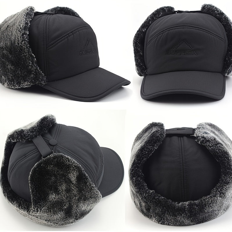 Thermal Hat with Ear Flaps and Detachable Face Mask for Winter Sports