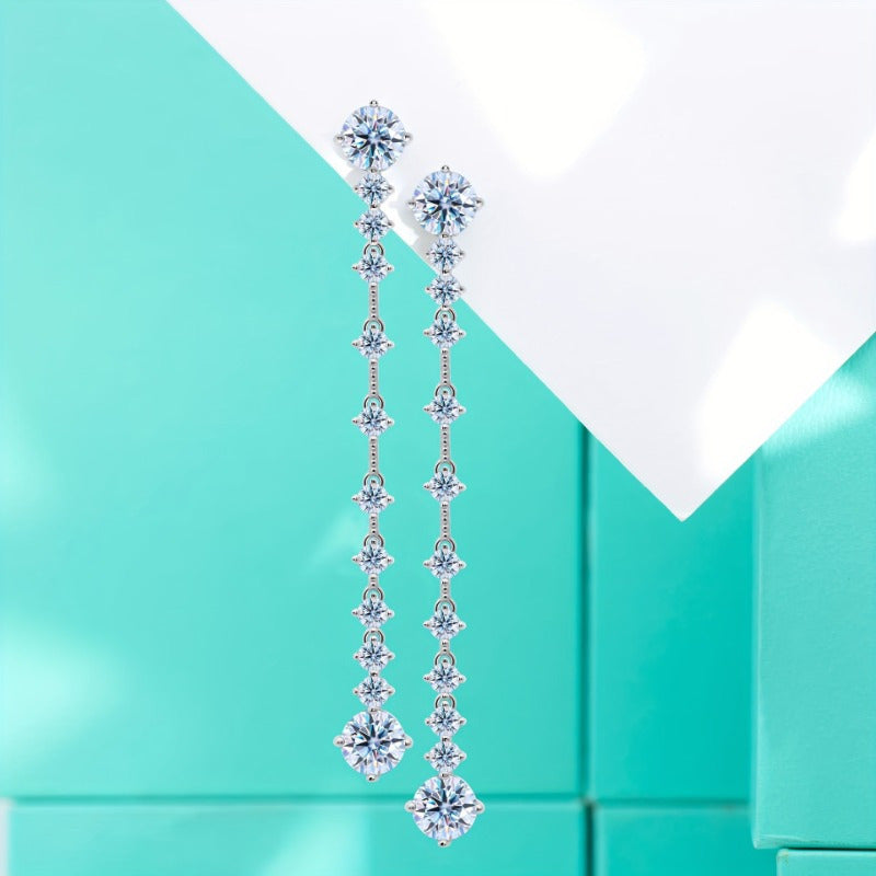 Vintage ilhomlantirilgan tassel taqinchoqlari, 6CT Moissanite bilan, 18K oltin qoplangan kumushda