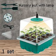 Rustic Seed Starter Kit with Adjustable Humidity USB Grow Light 12-Cell Propagator
