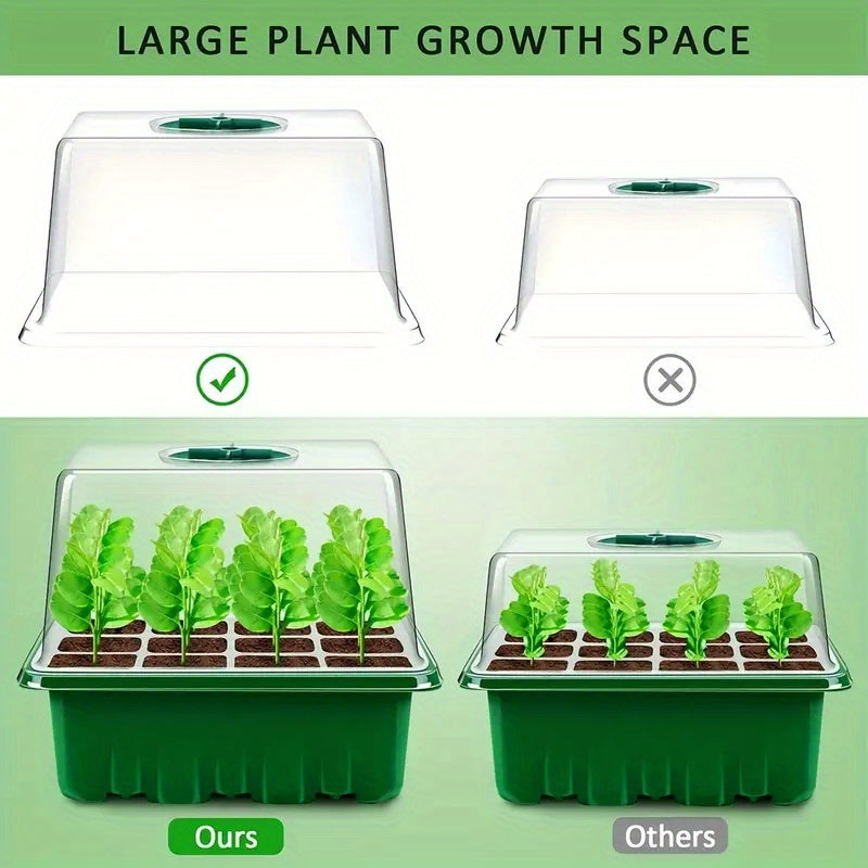 Rustic Seed Starter Kit with Adjustable Humidity USB Grow Light 12-Cell Propagator