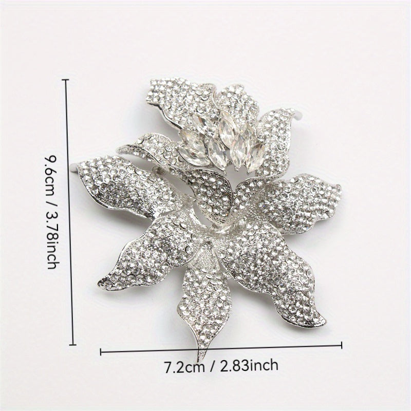 Elegant Rhinestone Flower Brooch for Women Irregular Shape Jewelry Accessories