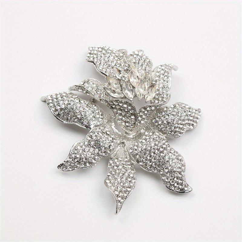 Elegant Rhinestone Flower Brooch for Women Irregular Shape Jewelry Accessories