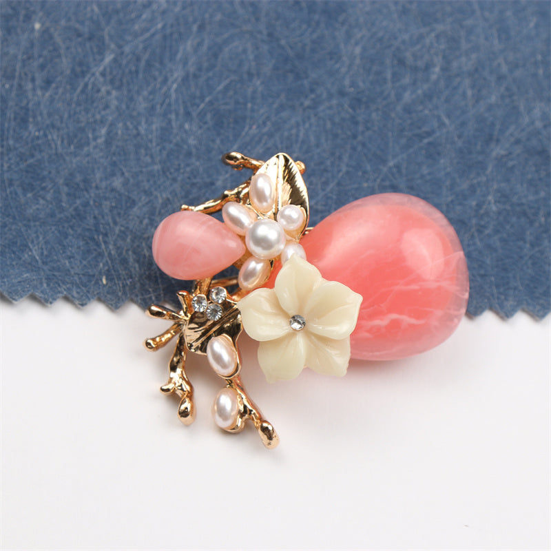 Flower Brooch with Rhinestones, Unique Shape, Stylish Accessory for Clothes and Purses