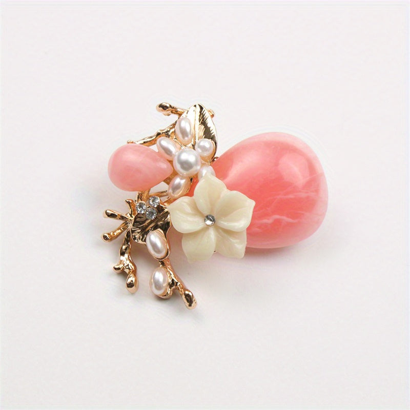 Flower Brooch with Rhinestones, Unique Shape, Stylish Accessory for Clothes and Purses