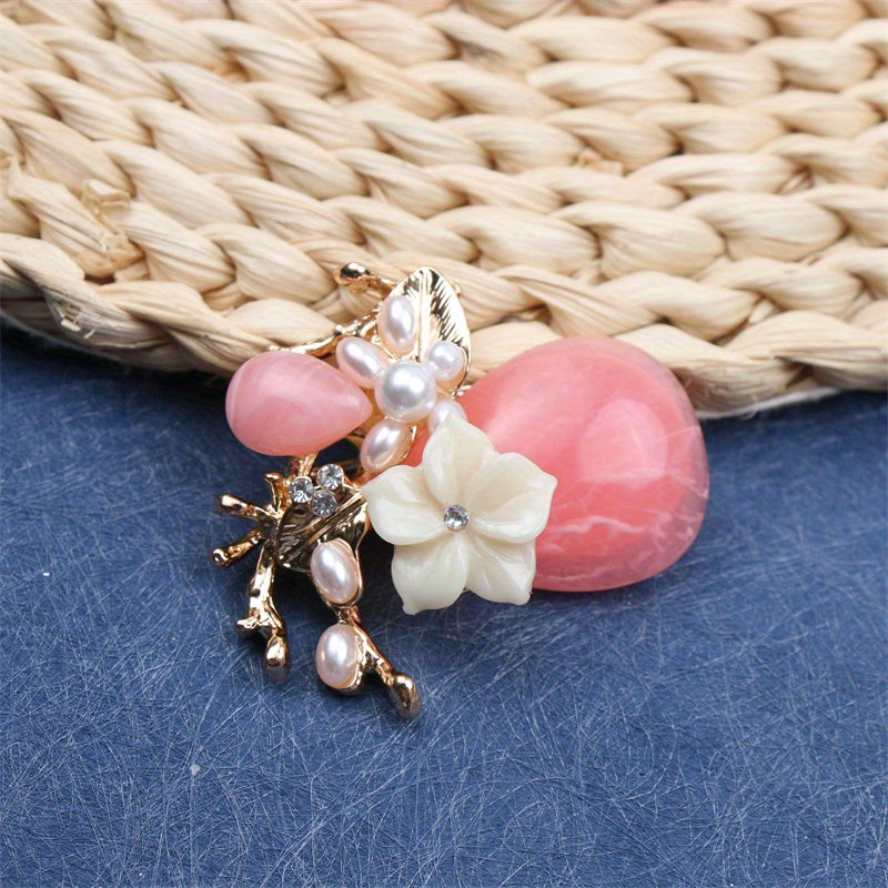 Flower Brooch with Rhinestones, Unique Shape, Stylish Accessory for Clothes and Purses