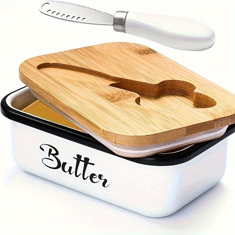 Stainless Steel Butter Dish Set with Lid and Knife Large Capacity Food Safe Kitchen Gift