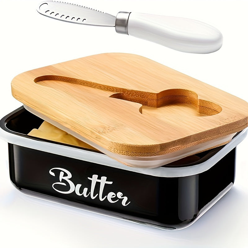 Stainless Steel Butter Dish Set with Lid and Knife Large Capacity Food Safe Kitchen Gift