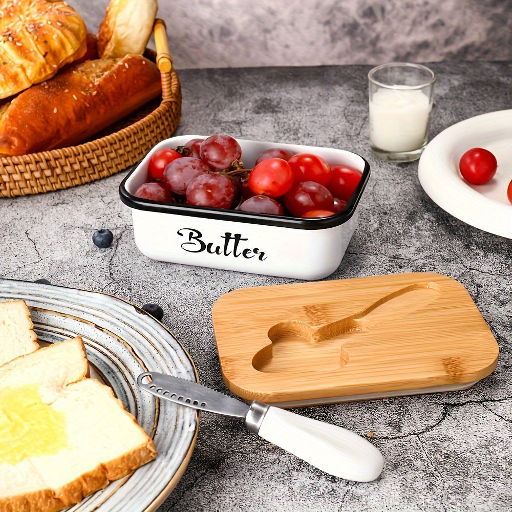 Stainless Steel Butter Dish Set with Lid and Knife Large Capacity Food Safe Kitchen Gift