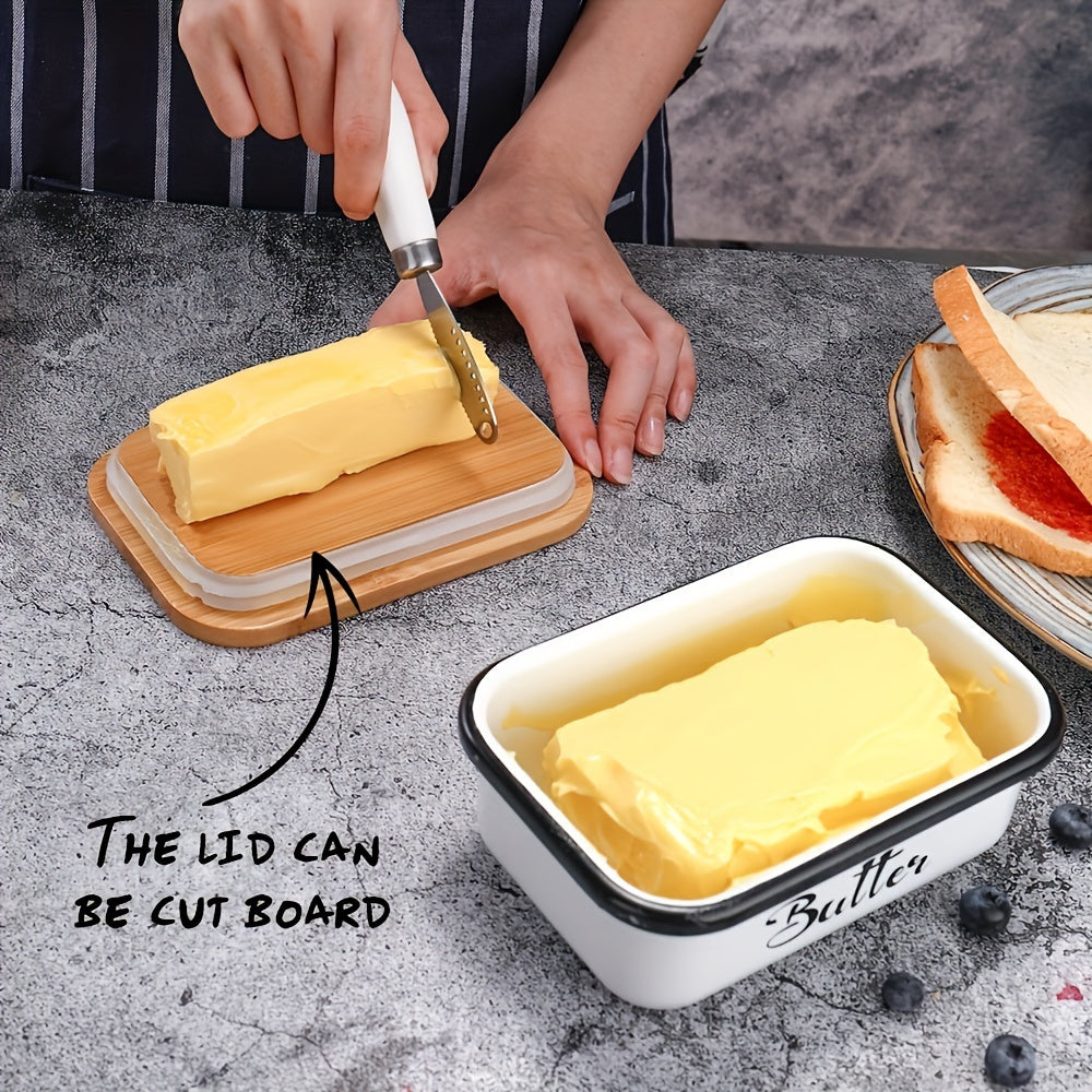 Stainless Steel Butter Dish Set with Lid and Knife Large Capacity Food Safe Kitchen Gift