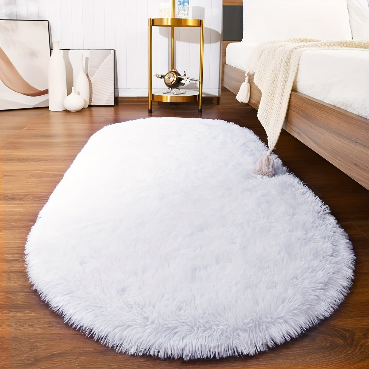 Plush Oval Area Rug Soft Tie-Dye Gradient Thick Skin-Friendly Sponge Durable Home Decor