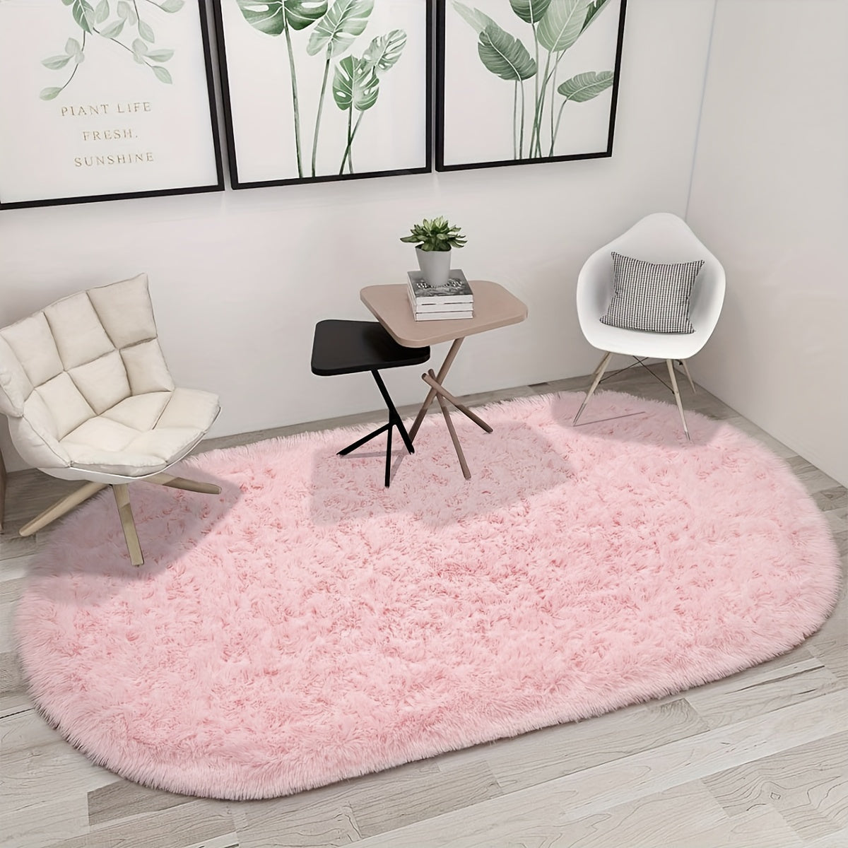 Plush Oval Area Rug Soft Tie-Dye Gradient Thick Skin-Friendly Sponge Durable Home Decor