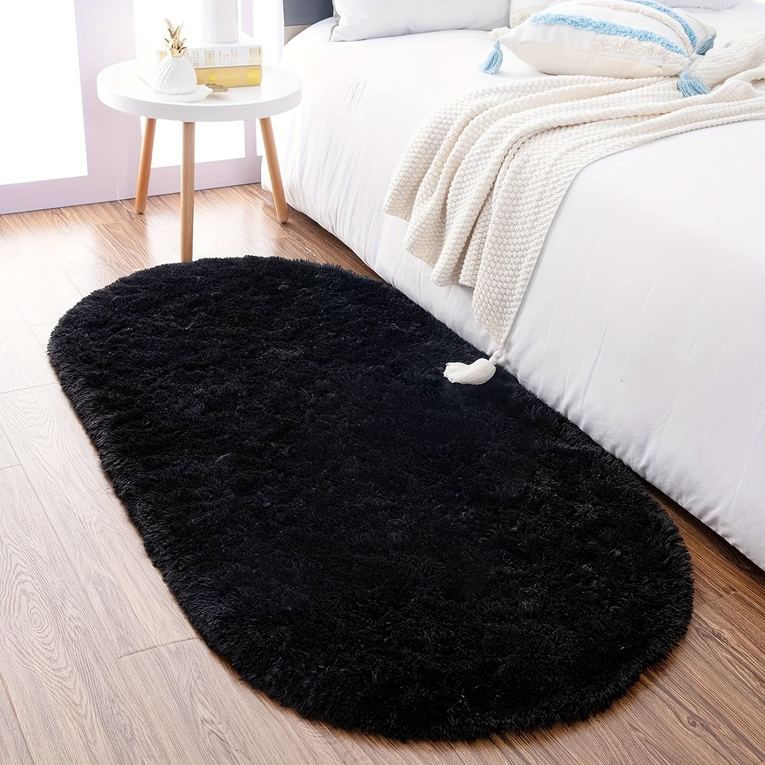 Plush Oval Area Rug Soft Tie-Dye Gradient Thick Skin-Friendly Sponge Durable Home Decor