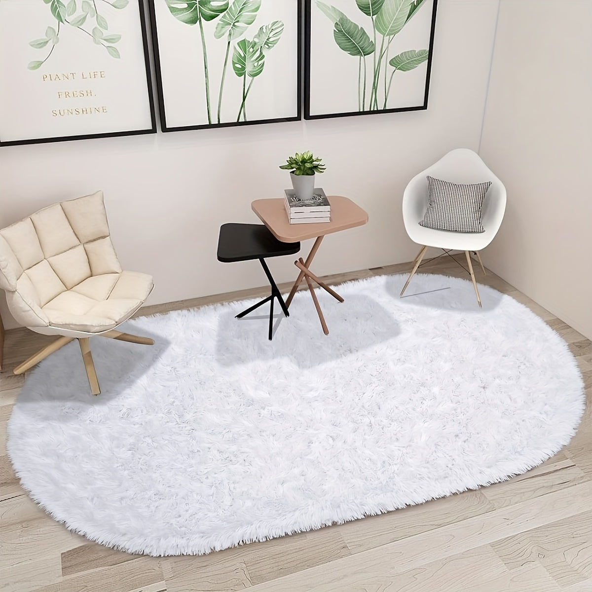 Plush Oval Area Rug Soft Tie-Dye Gradient Thick Skin-Friendly Sponge Durable Home Decor