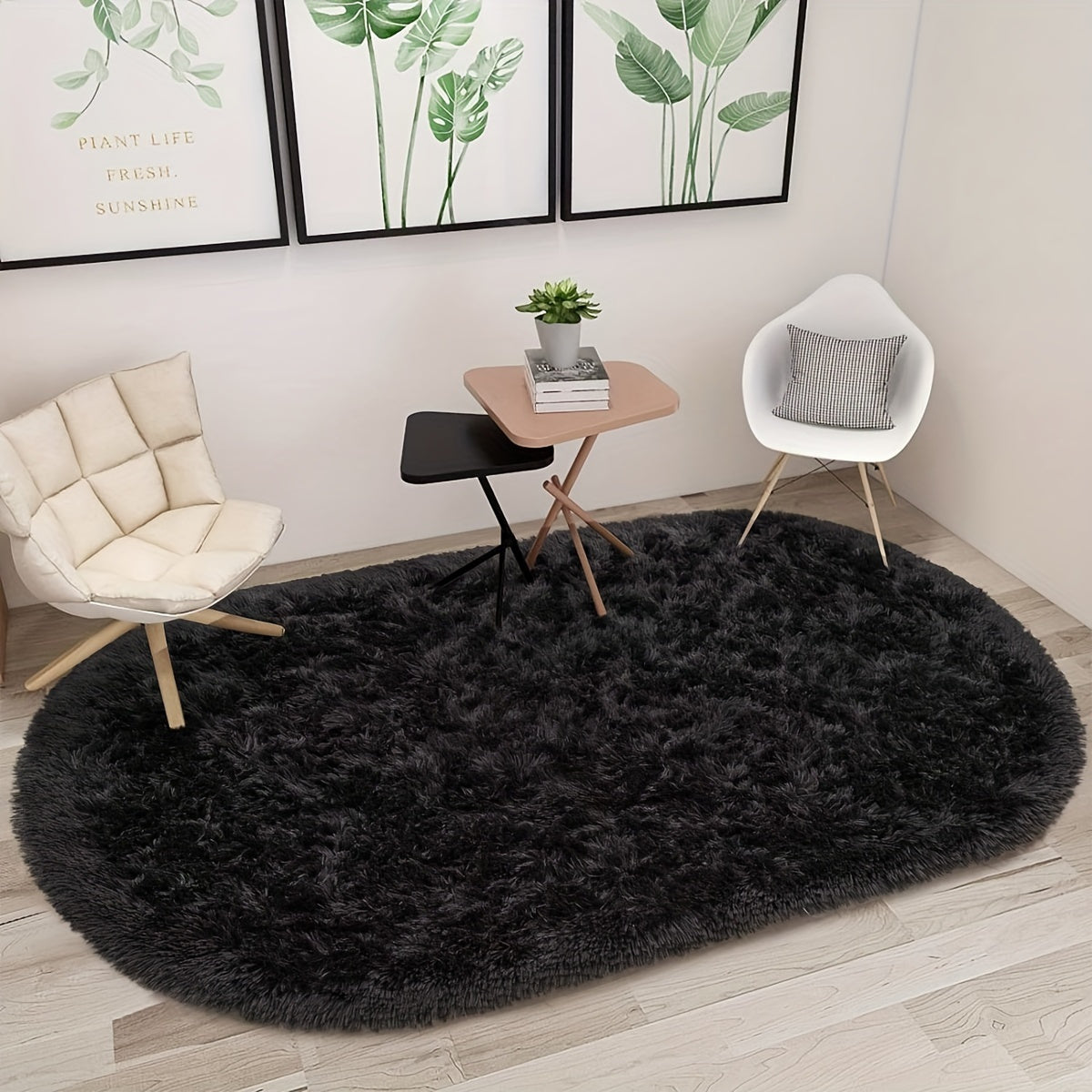 Plush Oval Area Rug Soft Tie-Dye Gradient Thick Skin-Friendly Sponge Durable Home Decor
