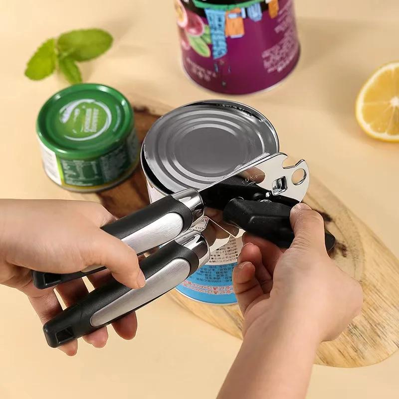 Stainless Steel Can Opener with Easy-Grip Handle, Jar and Bottle Opener