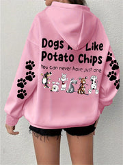 Толстовка с принтом собаки для полных женщин хлопковая повседневная с капюшоном и шнурком