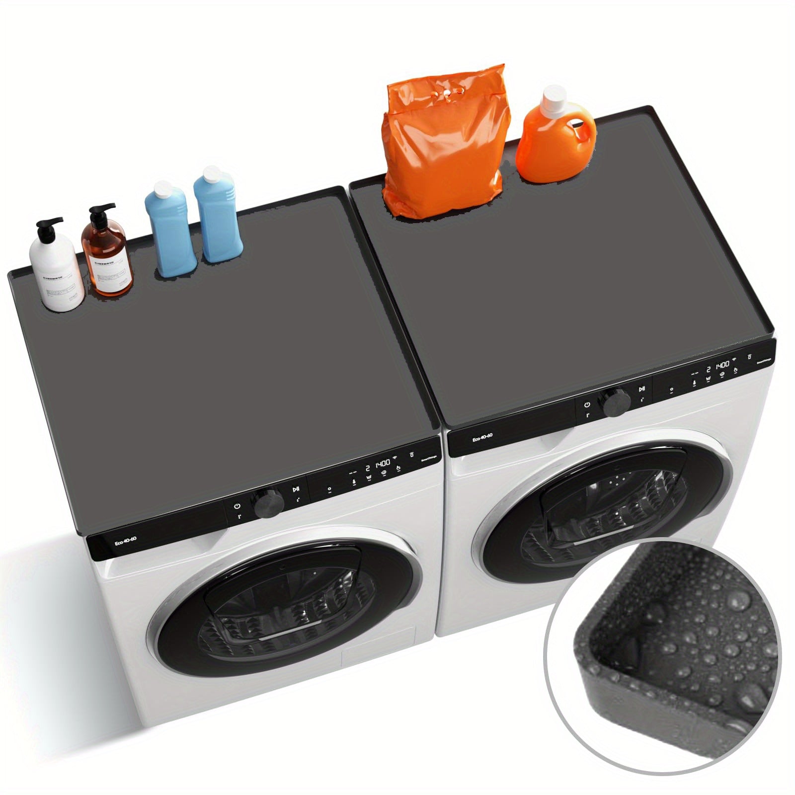 2pcs Silicone Washer Dryer Covers Waterproof Anti-Slip Top Protectors 64cm x 60cm