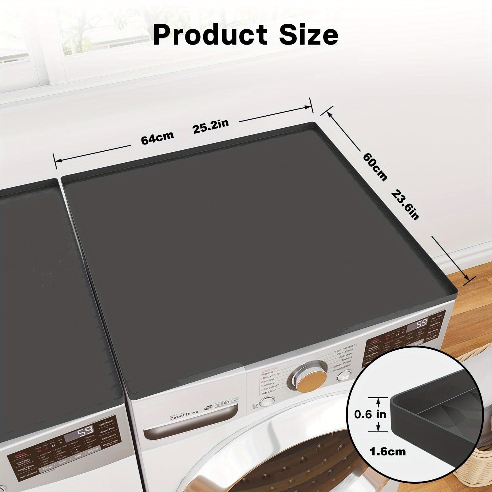 2pcs Silicone Washer Dryer Covers Waterproof Anti-Slip Top Protectors 64cm x 60cm