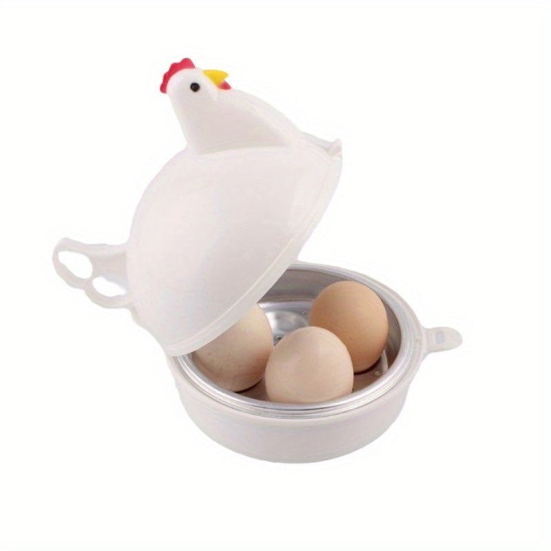 Egg Cooker and Steamer in the Shape of a Cute Chicken for Microwave, 4 Eggs Capacity