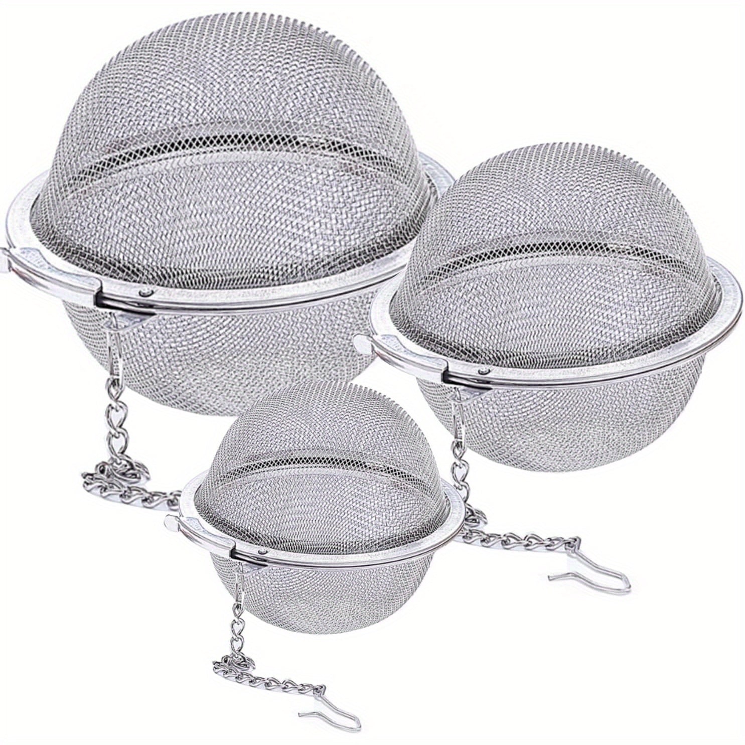 Stainless Steel Tea Ball Strainers Set with Fine Mesh Infuser, Multiple Sizes