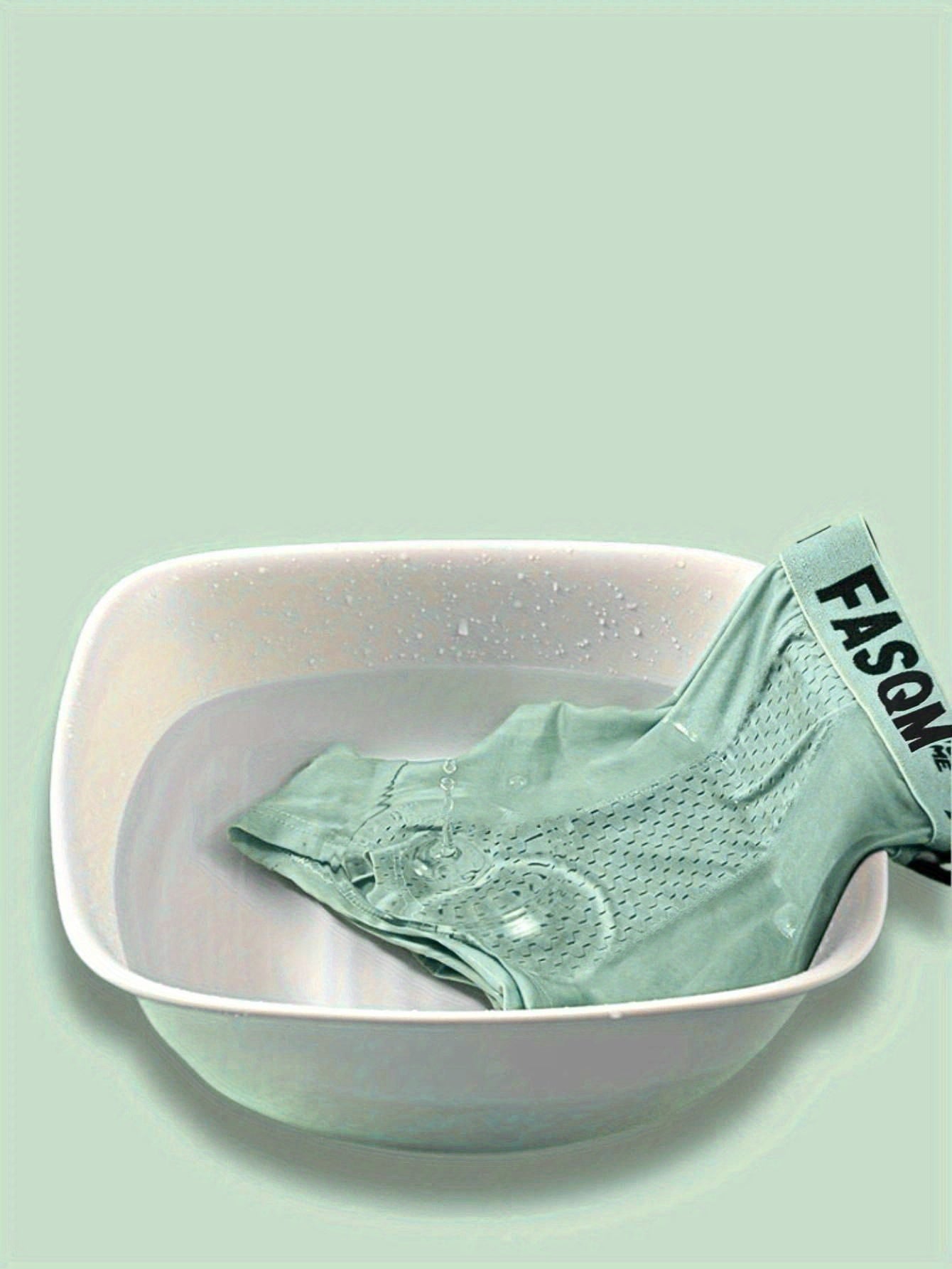 Men's Breathable Mesh Patch Boxer Briefs in Solid Colors with Contrast Waistband and Letter Print