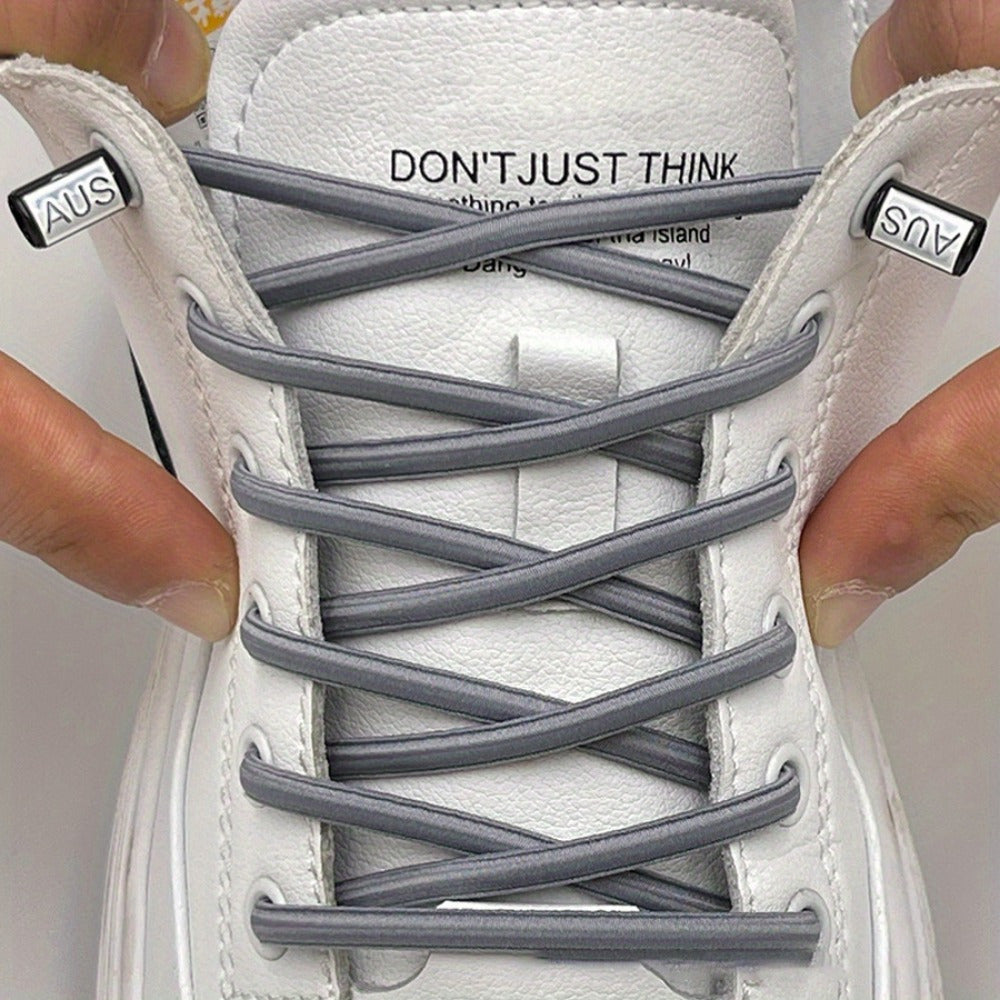 Unisex Elastic Flat Round Rope Shoelaces with Fixed Buckle