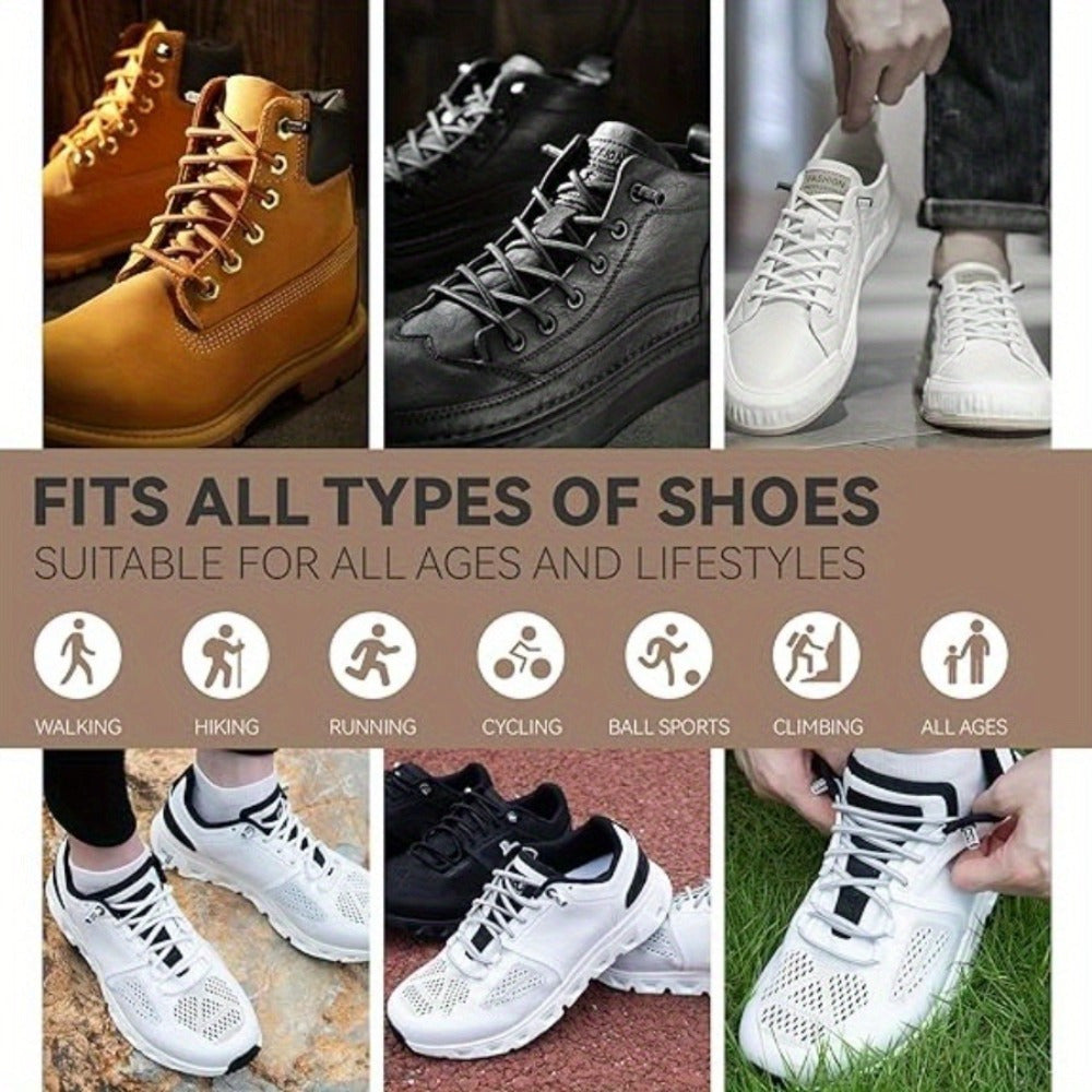 Unisex Elastic Flat Round Rope Shoelaces with Fixed Buckle