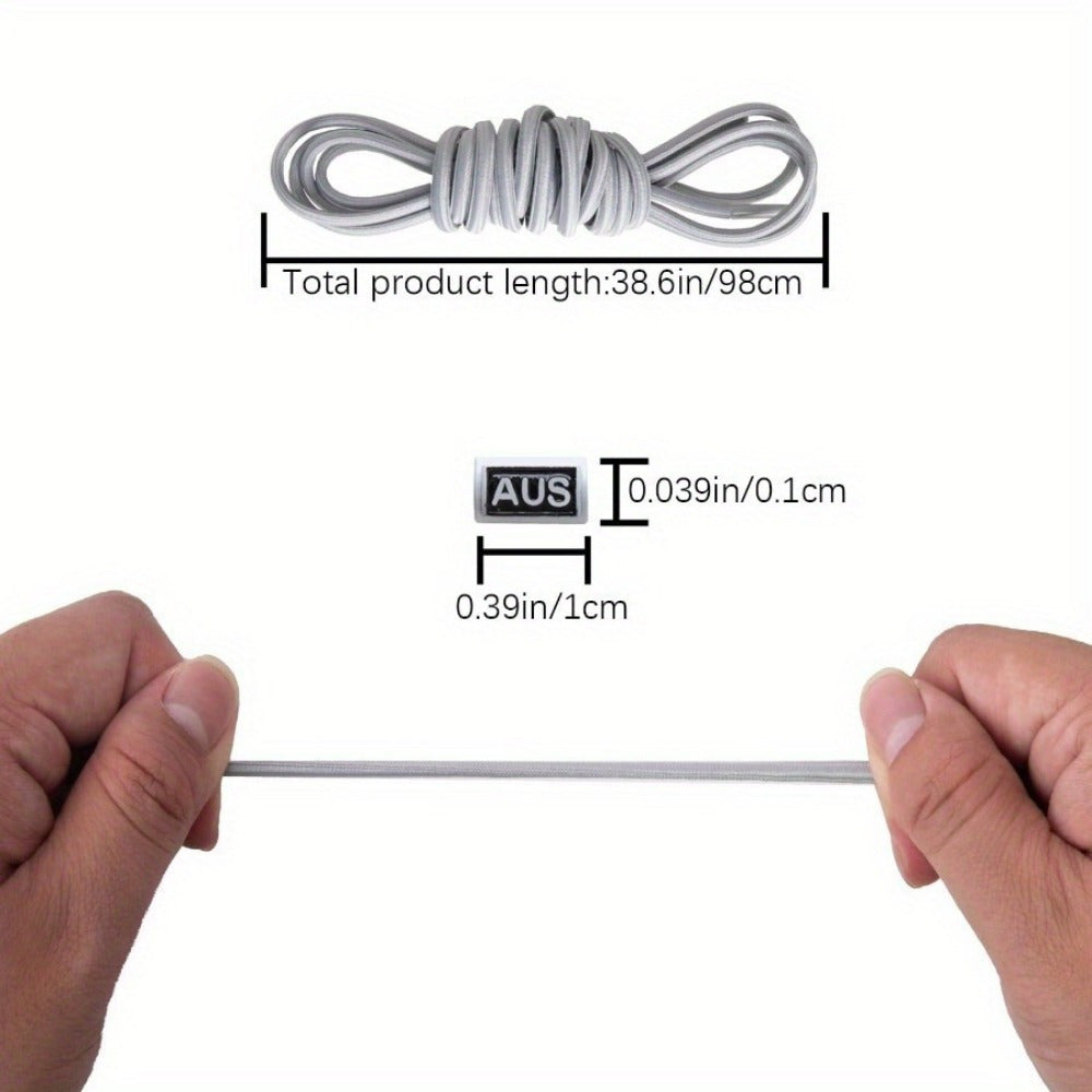 Unisex Elastic Flat Round Rope Shoelaces with Fixed Buckle