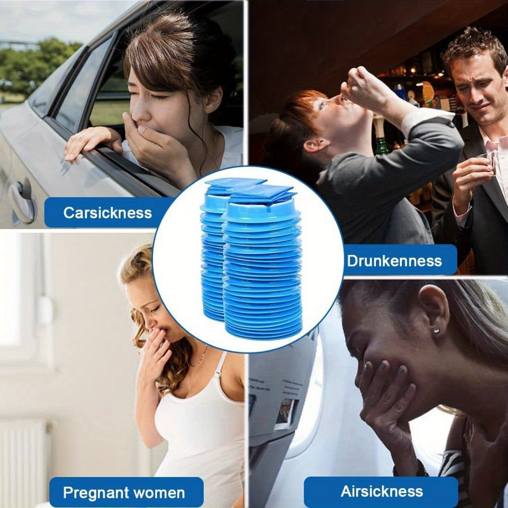 10 Pieces Portable Disposable Vomit Bags Blue Travel Motion Sickness Relief