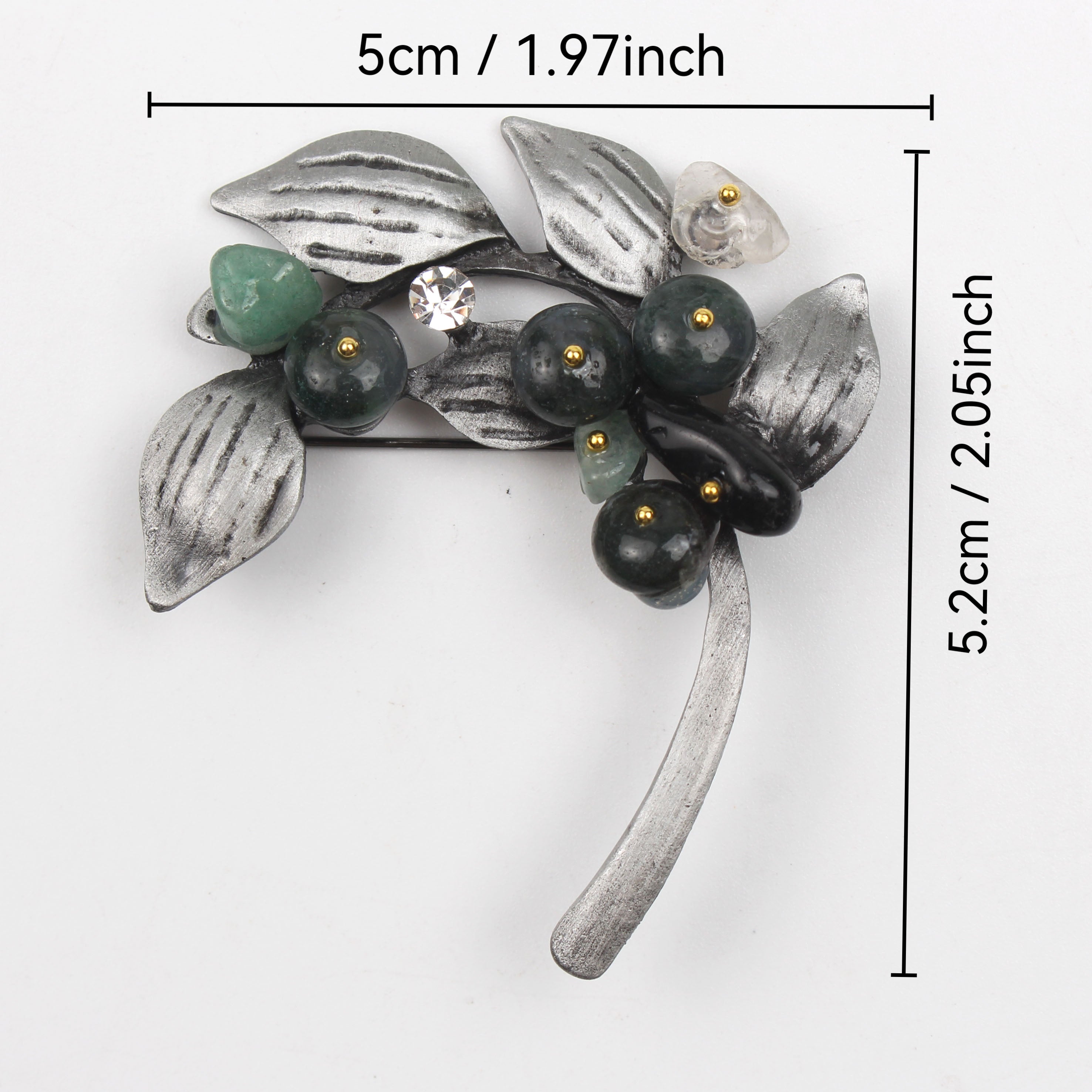 Enamel Leaf Brooch Silver Tone Elegant Plant Design Gift for Women