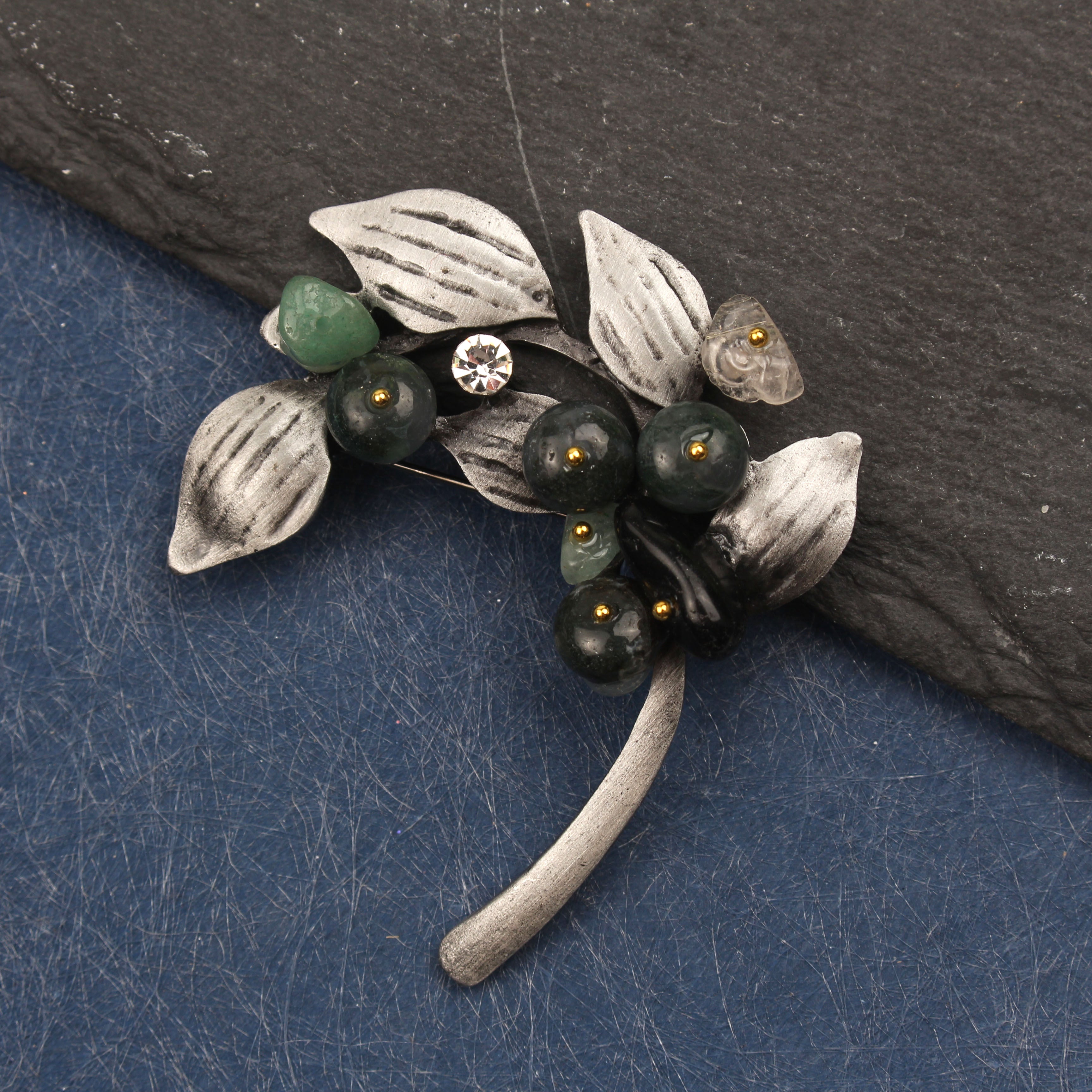 Enamel Leaf Brooch Silver Tone Elegant Plant Design Gift for Women