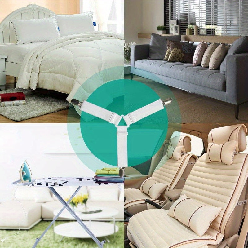 Elastic Sheet Holder with Fasteners for Wrinkle-Free Bedding