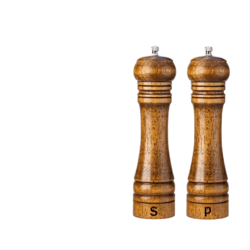 Wooden Pepper and Sea Salt Grinder Set, Refillable Spice Mill for BBQs and Camping
