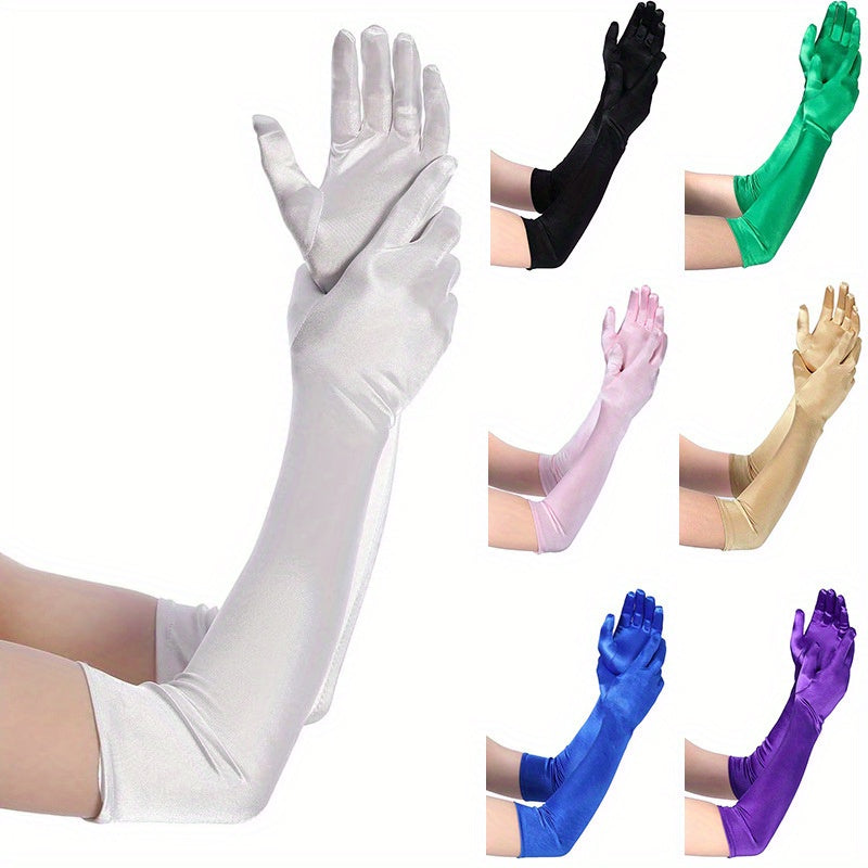 Ayollar uchun uzun faux charm PU qo‘lqoplar, to‘y, kelinning yordamchilari va rasmiy tadbirlar uchun