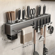 Stainless Steel Wall Mount Storage Rack with Knife Holder Kitchen Organizer