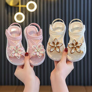 Girls' Open-Toe Flower Decor Sandals Lightweight Breathable for Indoor Outdoor