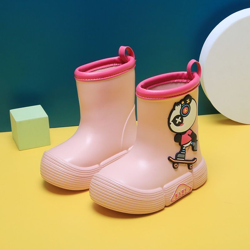 Kids' EVA Rain Boots with Dinosaur and Panda Designs Waterproof Anti-Slip High Top Shoes for Boys and Girls