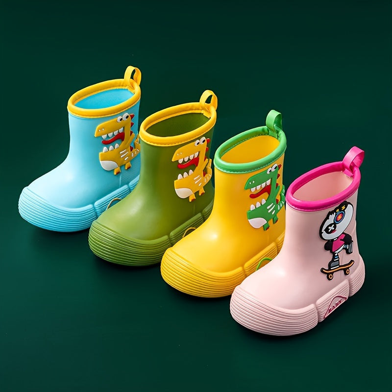 Kids' EVA Rain Boots with Dinosaur and Panda Designs Waterproof Anti-Slip High Top Shoes for Boys and Girls