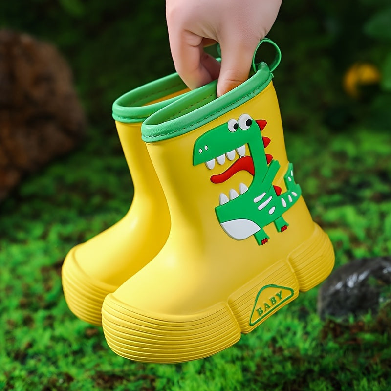 Kids' EVA Rain Boots with Dinosaur and Panda Designs Waterproof Anti-Slip High Top Shoes for Boys and Girls