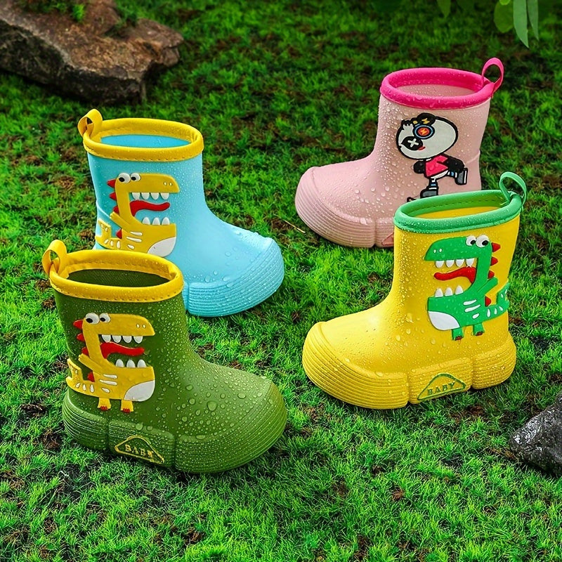 Kids' EVA Rain Boots with Dinosaur and Panda Designs Waterproof Anti-Slip High Top Shoes for Boys and Girls