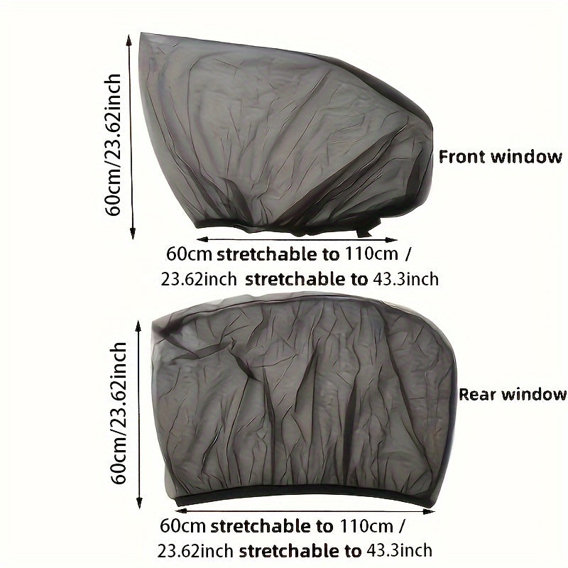 4PC Car Window Screens Set Front And Rear Sun Shade Fabric Vehicle Interior