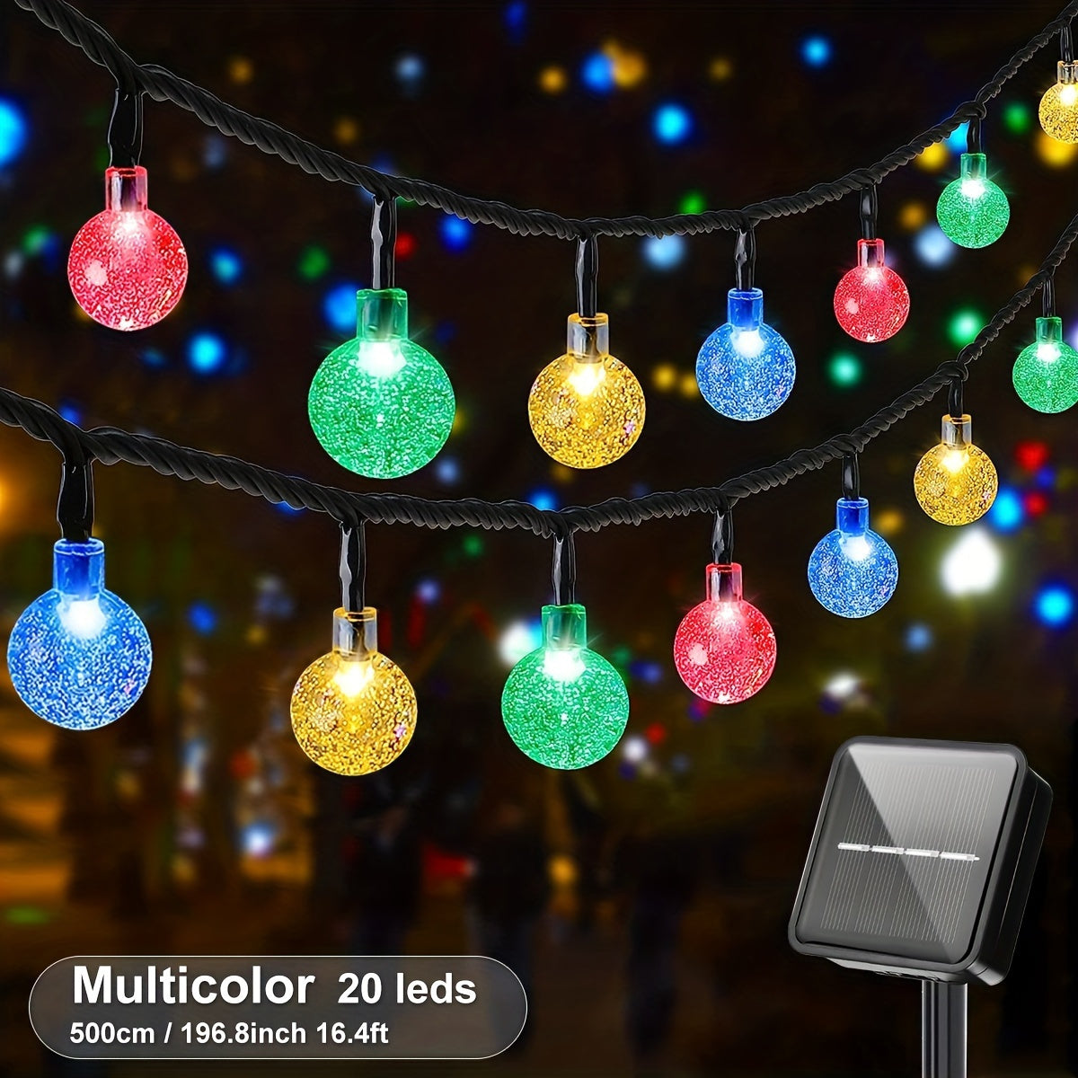 11.89m Solar String Lights with 8 Modes IP65 Weatherproof LED Globe for Indoor Outdoor Decoration