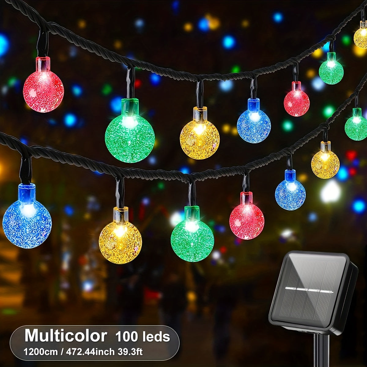 11.89m Solar String Lights with 8 Modes IP65 Weatherproof LED Globe for Indoor Outdoor Decoration