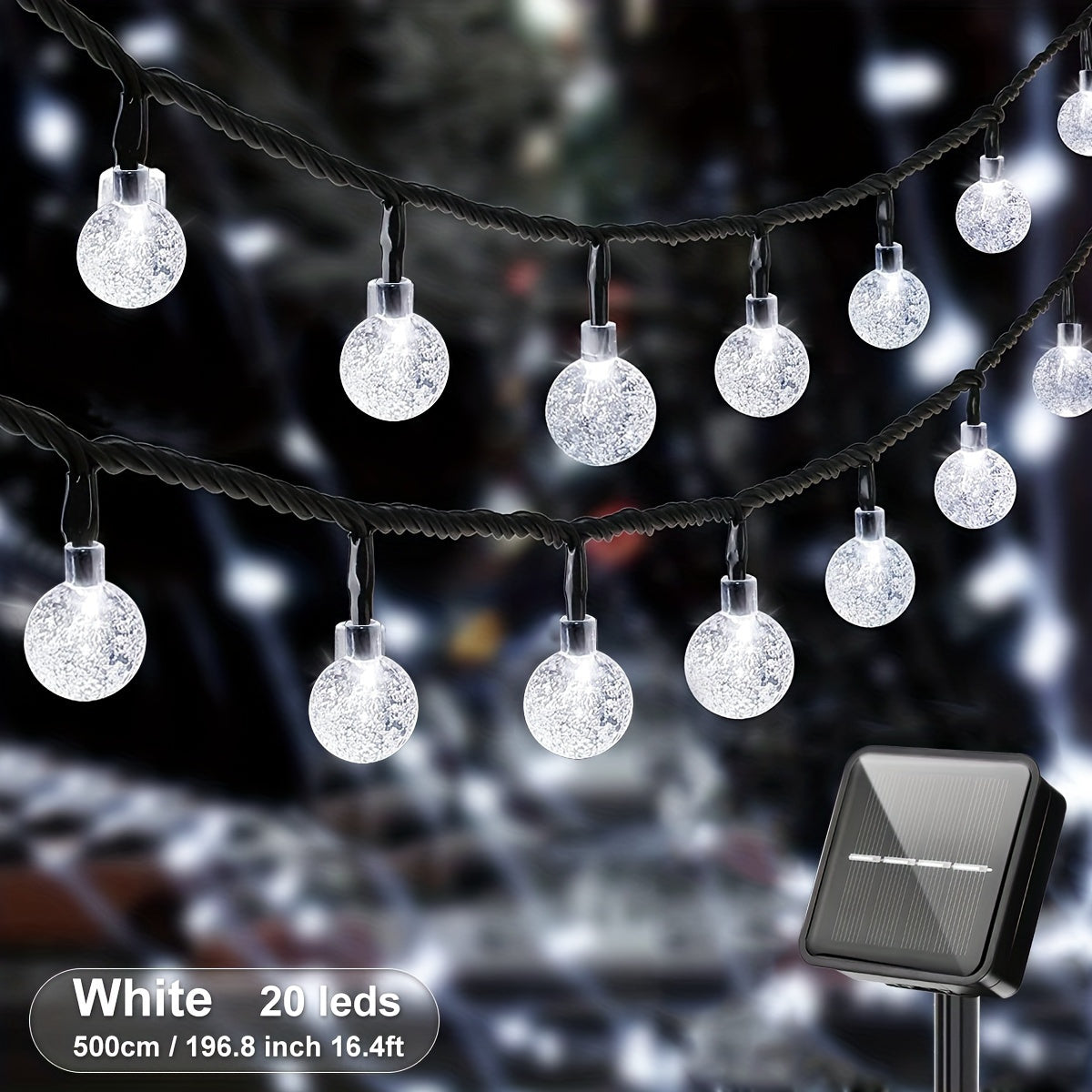 11.89m Solar String Lights with 8 Modes IP65 Weatherproof LED Globe for Indoor Outdoor Decoration